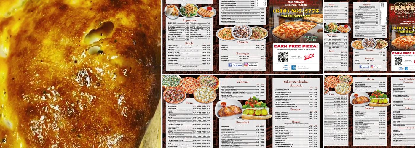 Fratelli Pizzeria Menu