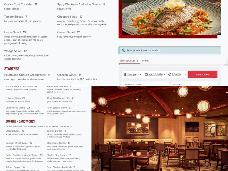 Urban Table Menu