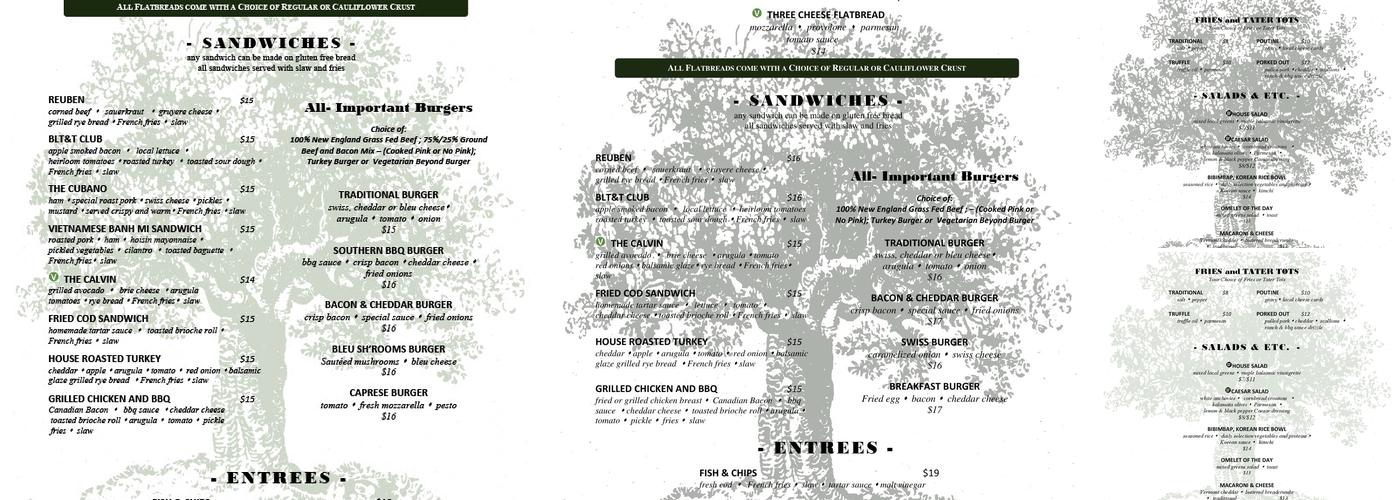 Coolidge Park Cafe Menu