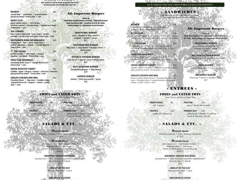 Coolidge Park Cafe Menu