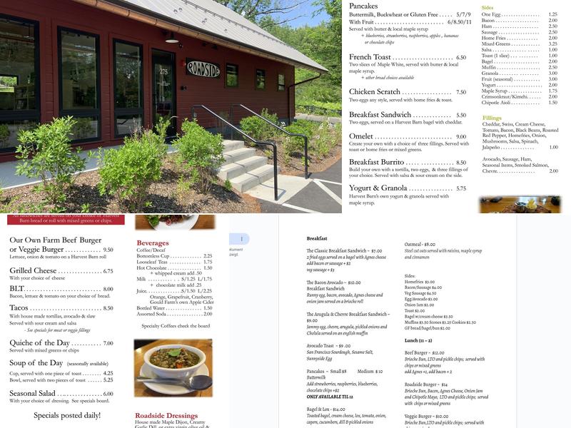 Roadside Store & Café Menu