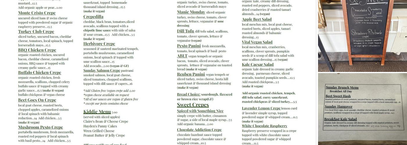 Starving Artist Creperie and Cafe Menu