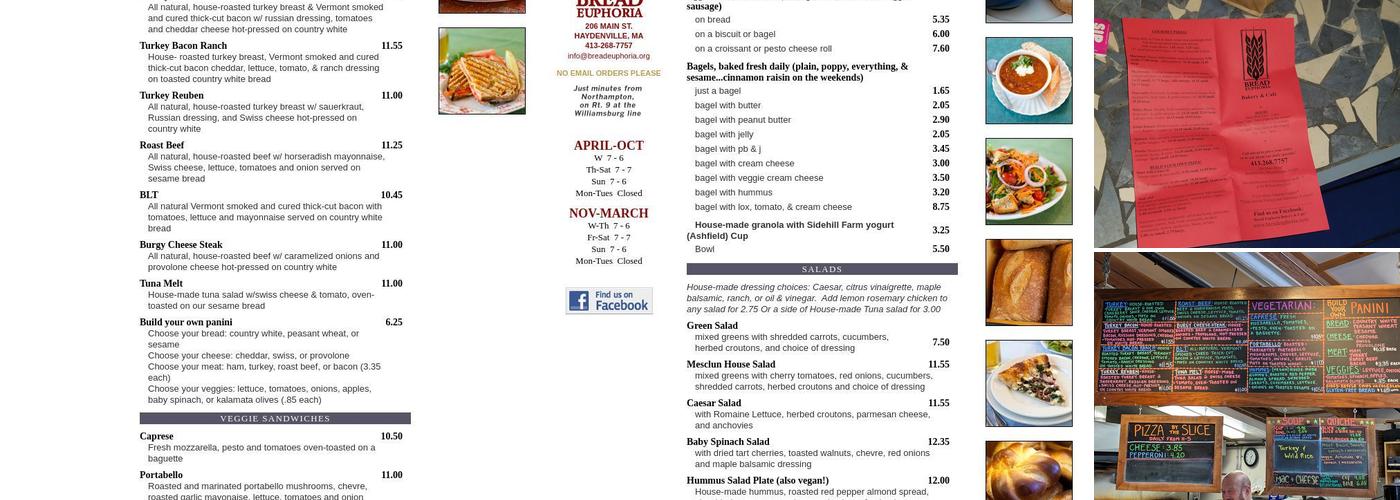 Bread Euphoria Bakery & Café Menu