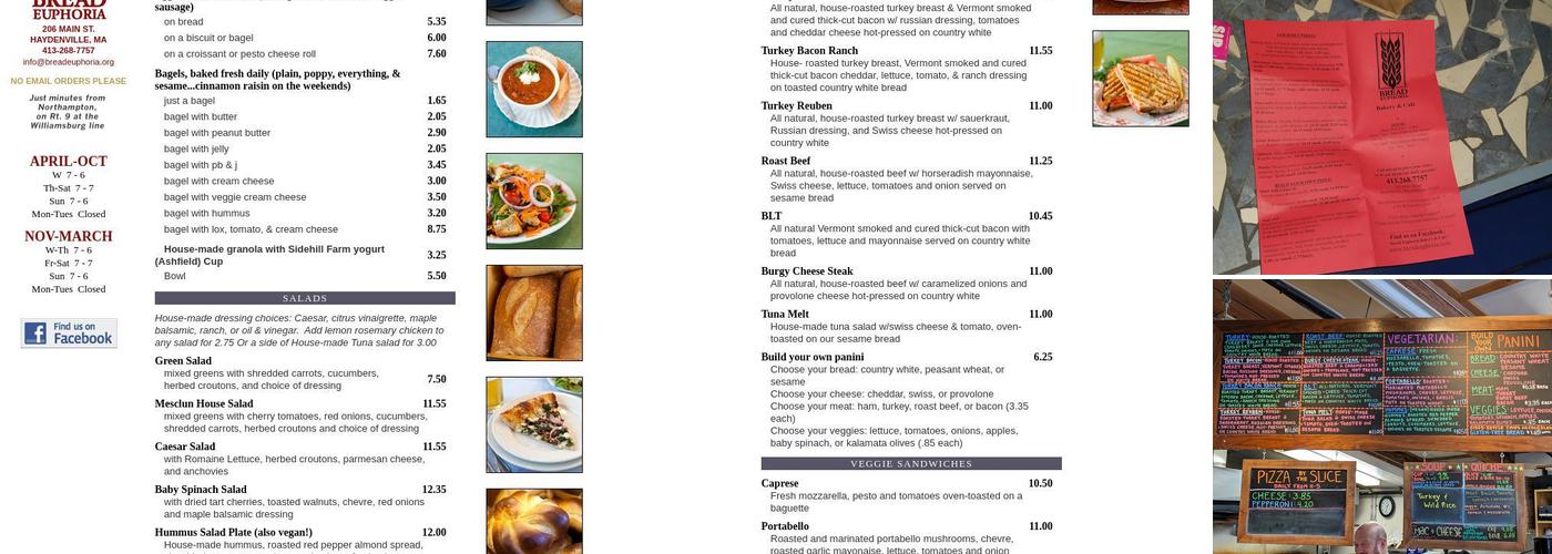 Bread Euphoria Bakery & Café Menu