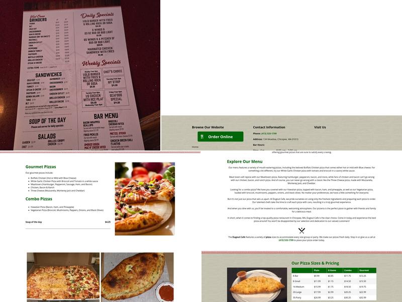 Dugout Cafe & Pizza Shop Menu