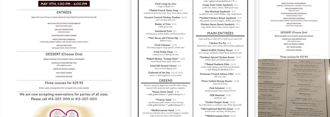 Comfort Kitchen & Bar Menu