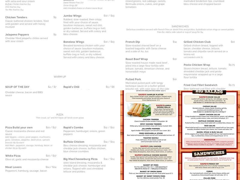 The Rapids Menu