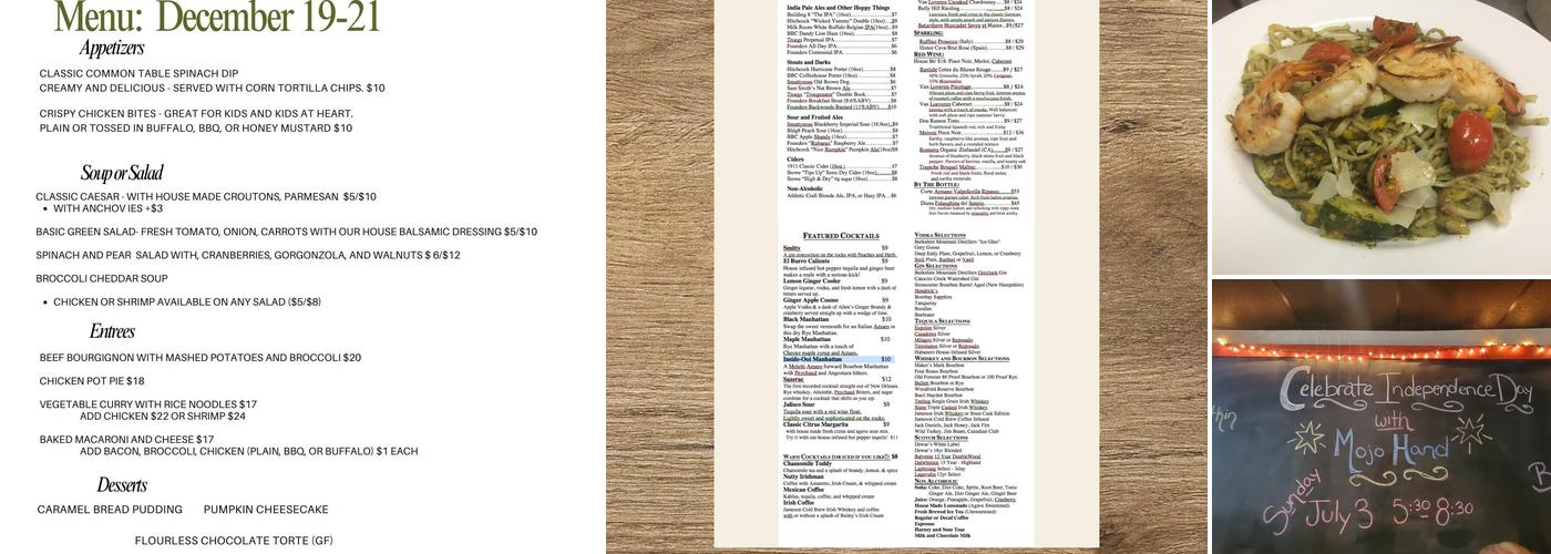Chester Common Table Menu