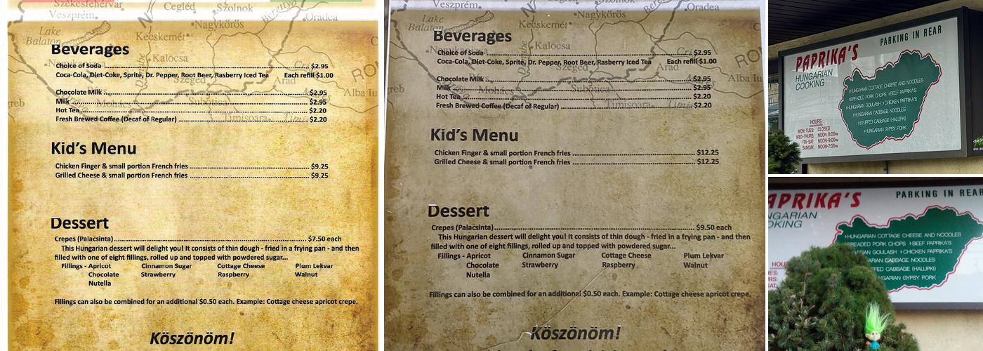 Paprikas Menu
