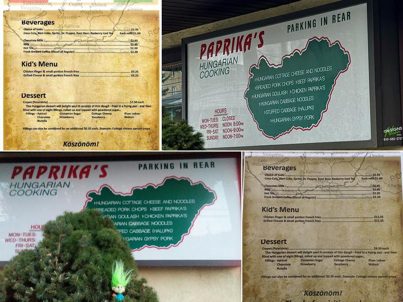 Paprikas Menu