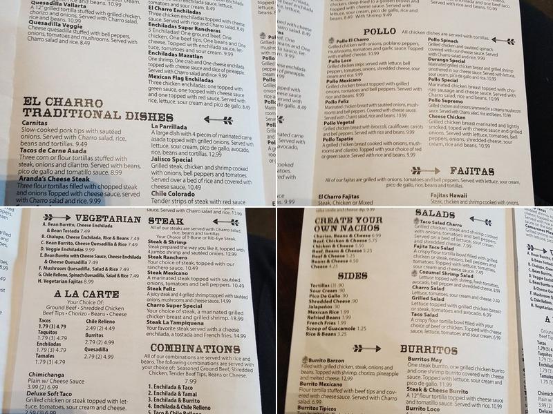 El Charro Menu