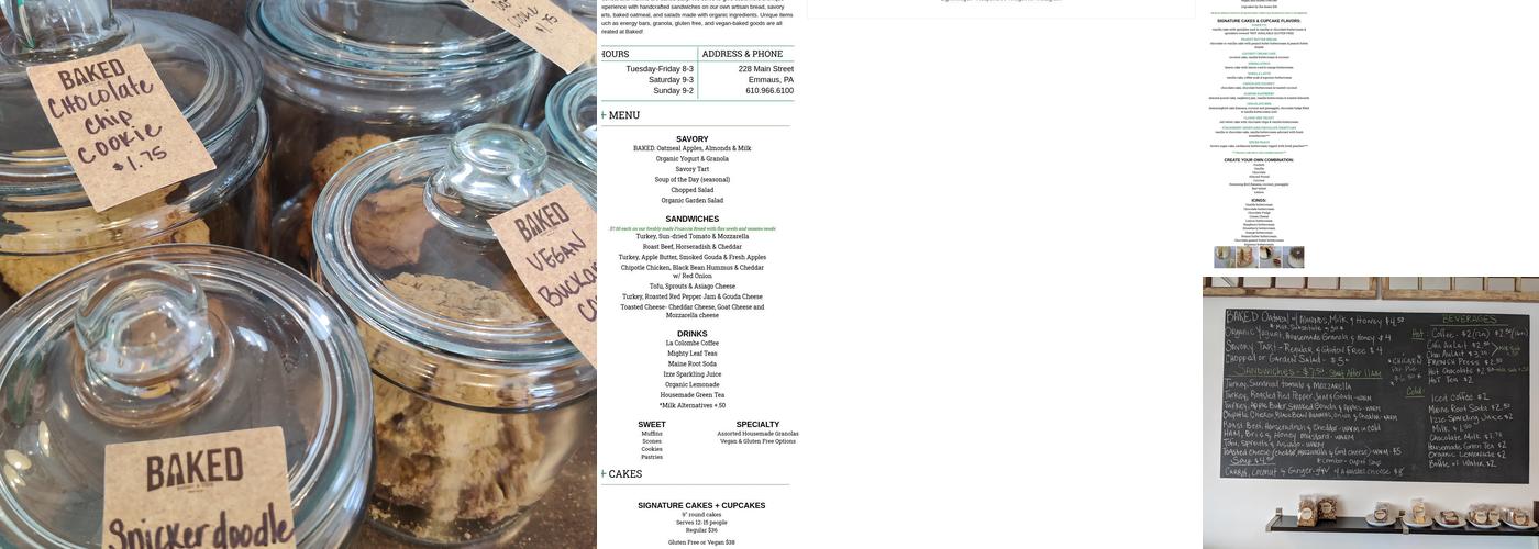 Baked Bakery & Cafe Menu