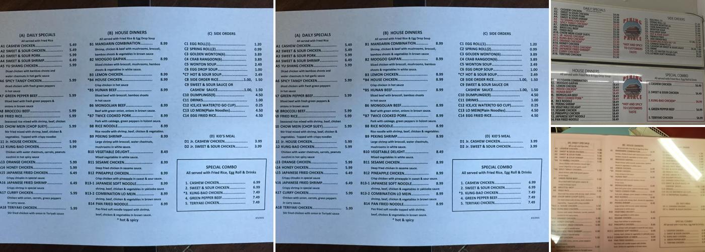 Peking Palace Restaurant Menu