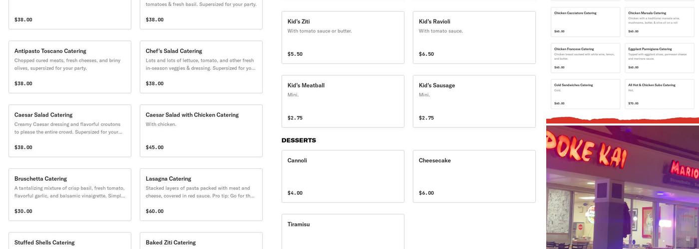 Mario's Pizza Cafè Menu