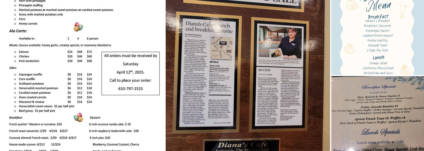 Diana's Cafe Inc Menu