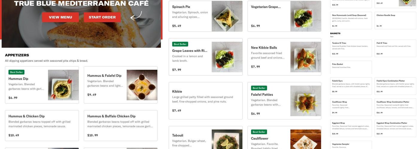 True Blue Menu