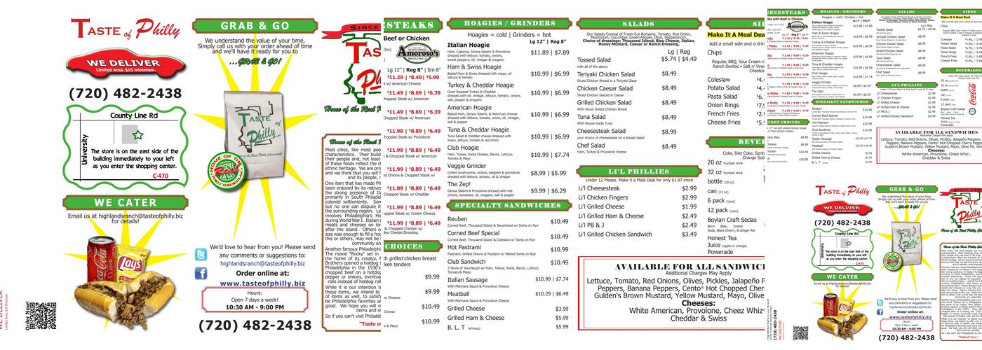 Taste of Philly Menu