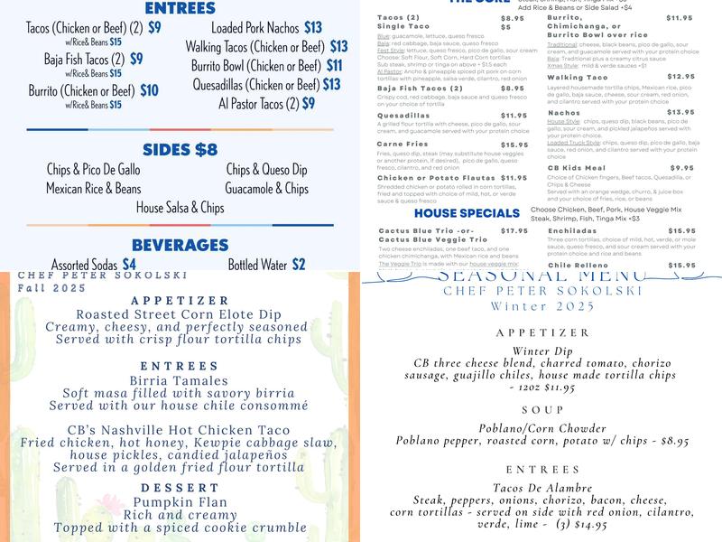 Cactus Blue Menu