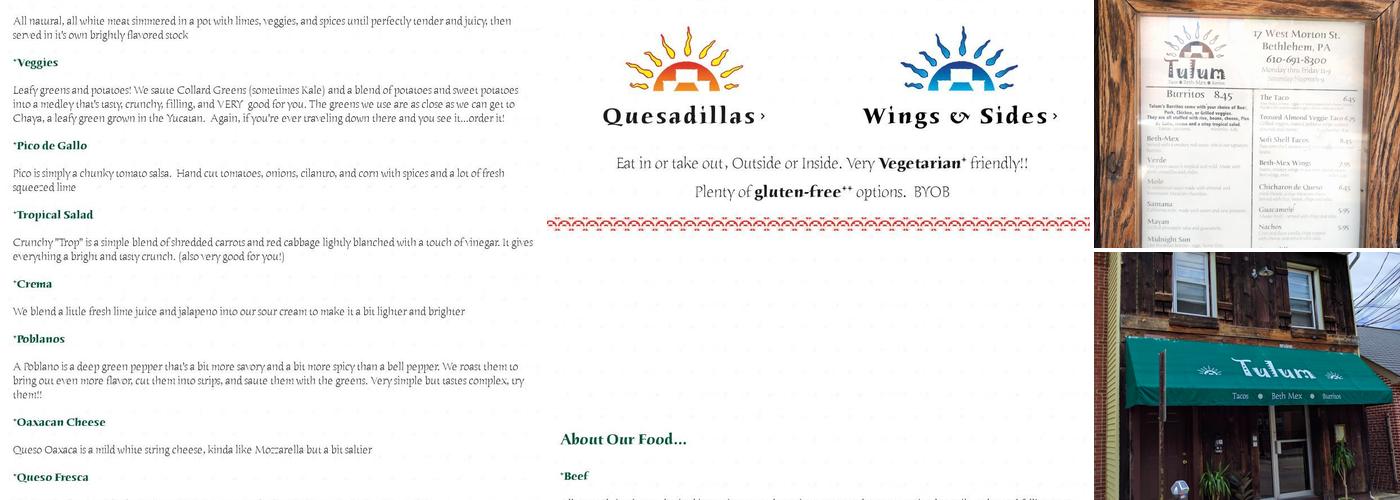 Tulum Restaurant Menu