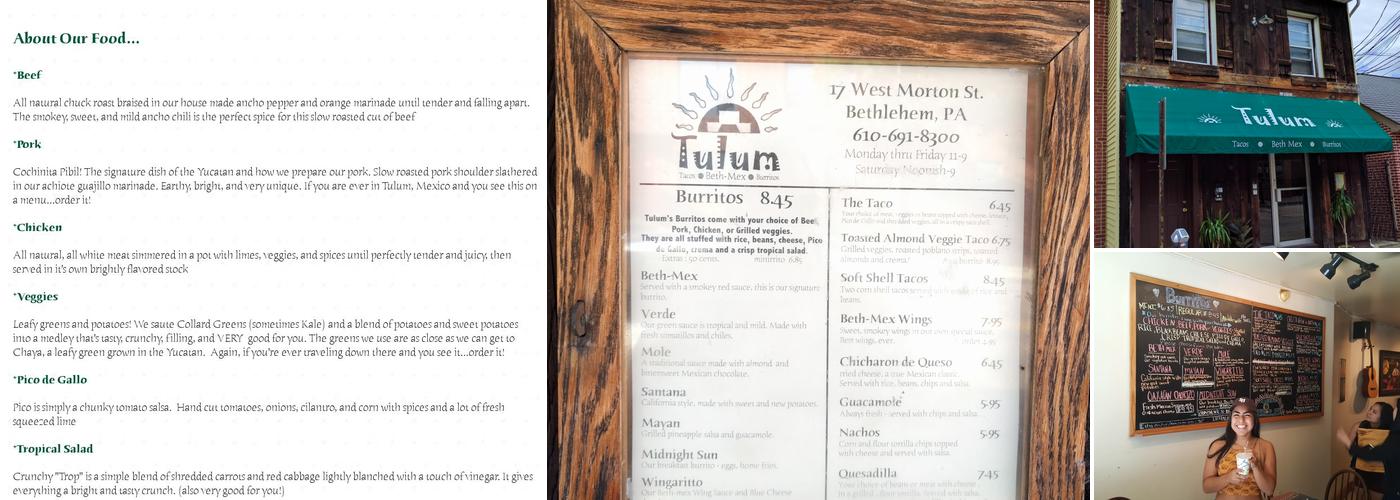 Tulum Restaurant Menu