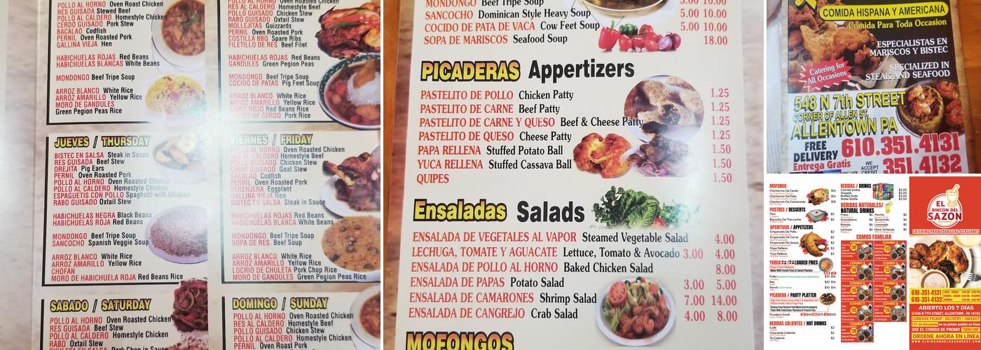 El Rincon del Sazon Restaurant Menu