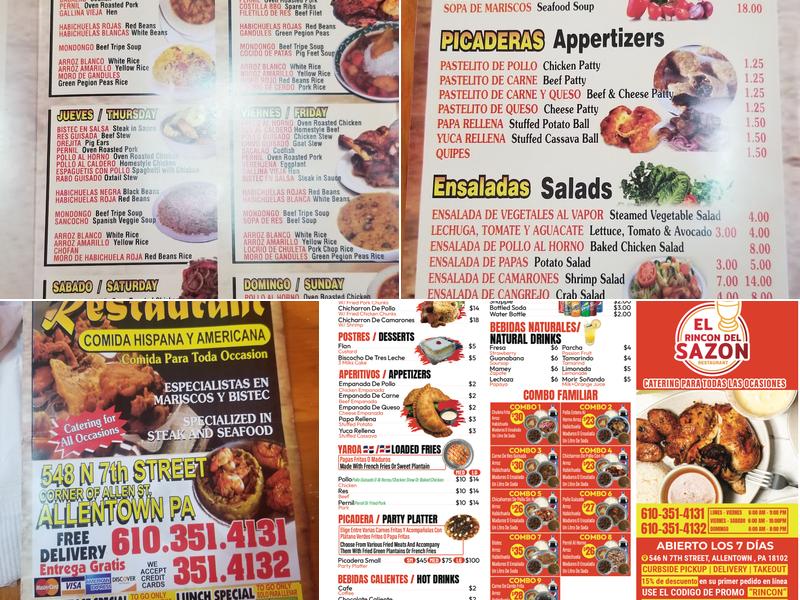 El Rincon del Sazon Restaurant Menu