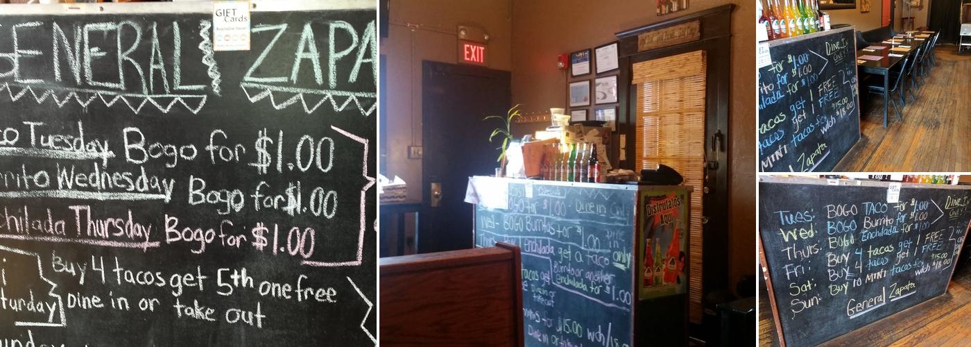 General Zapata Menu
