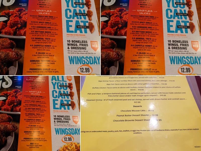 Hooters Menu