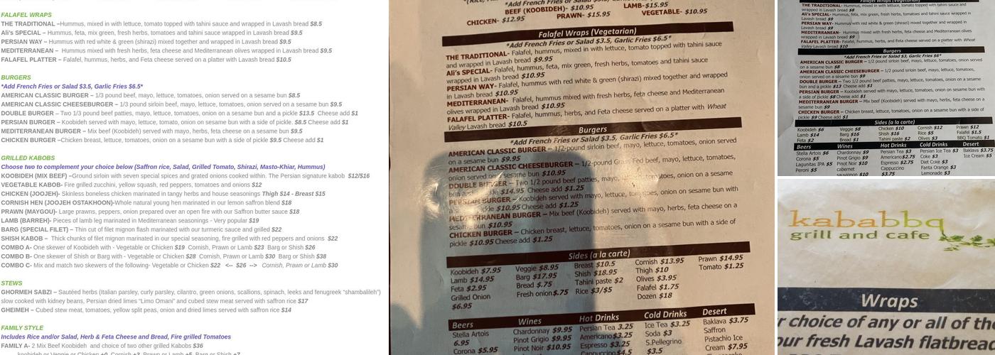 Kababbq Grill & Café Menu