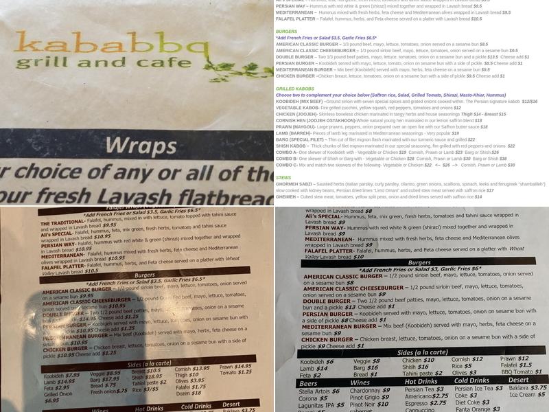 Kababbq Grill & Café Menu
