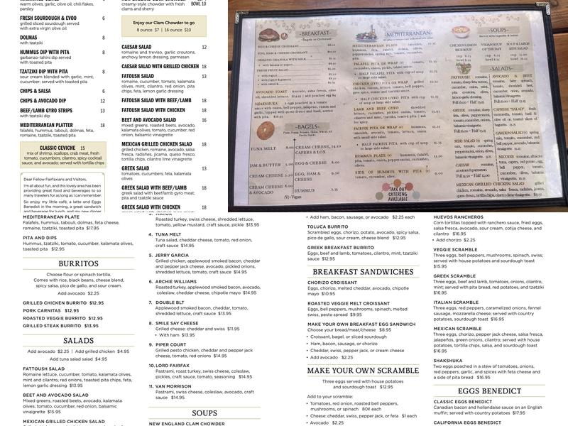 Lord Fairfix Cafe & Tap Menu