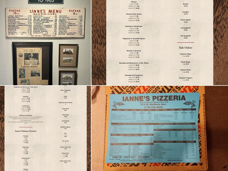 Ianne's Pizzeria Inc Menu