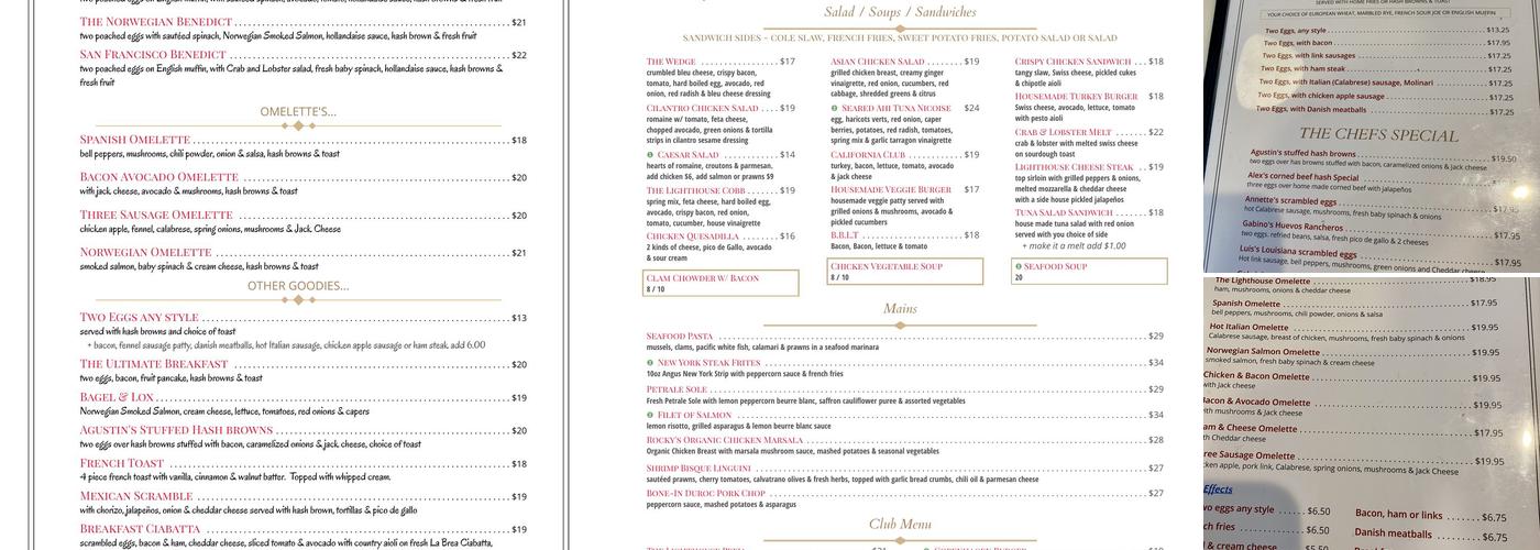 The Lighthouse Café Menu