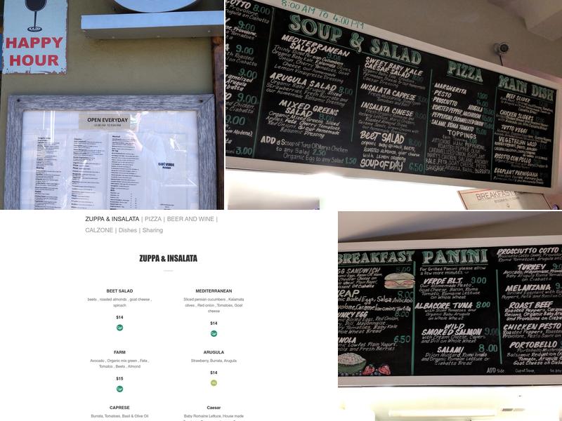 Cafe Verde Pizzeria Menu