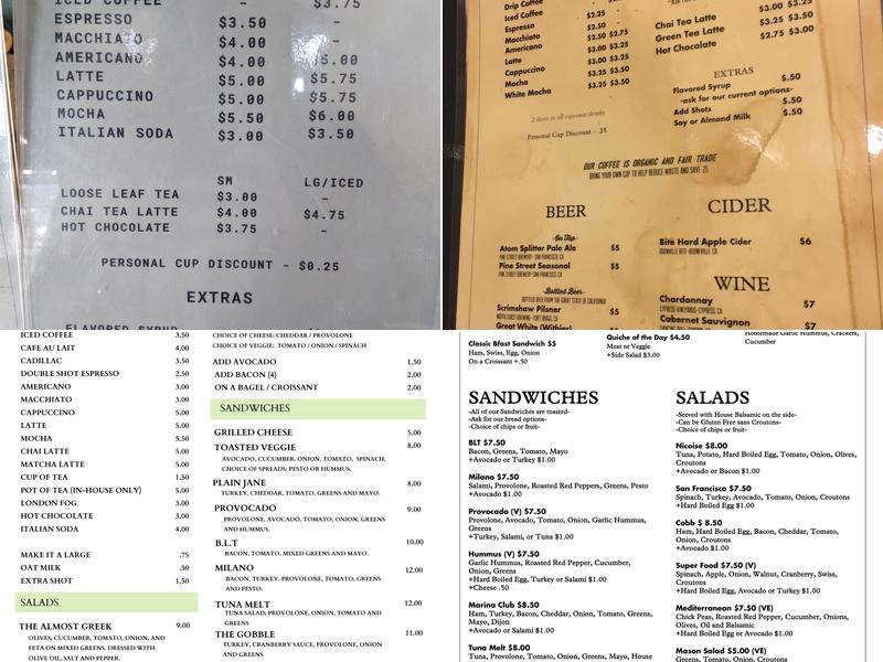 Cafe Franco Menu