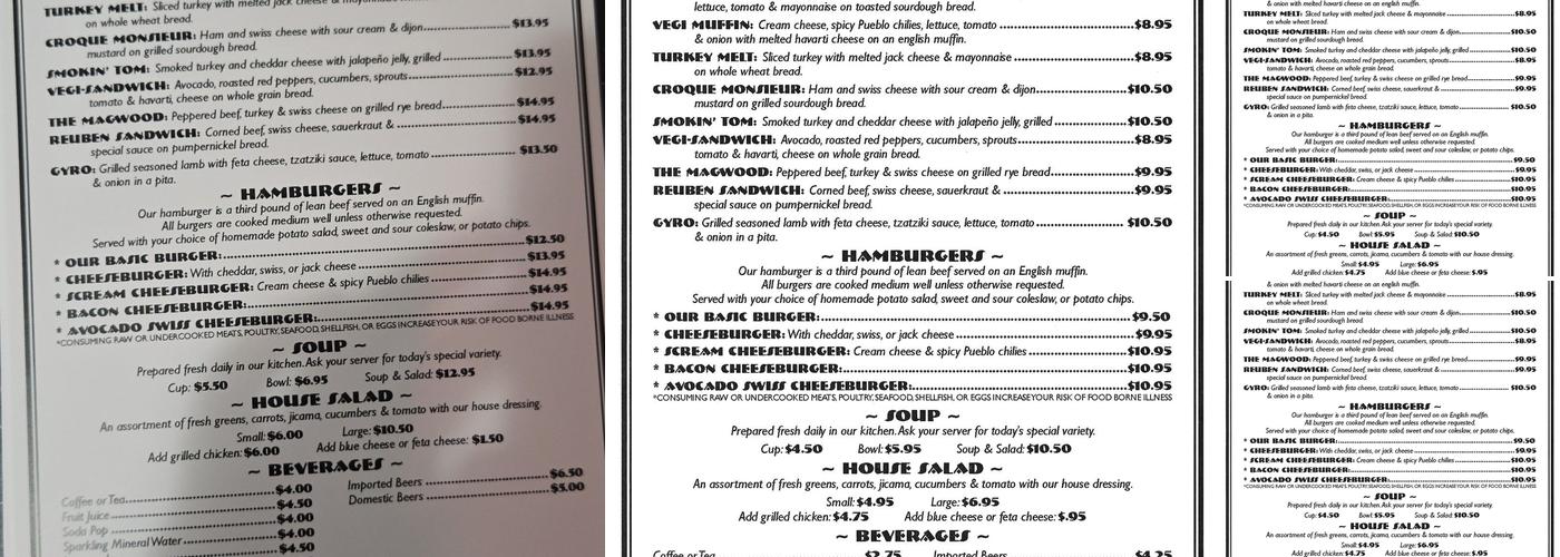 Magpies Menu