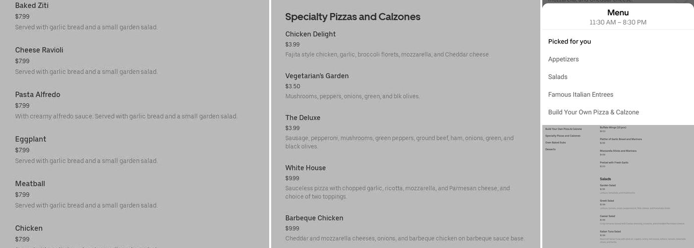 Nan King Menu