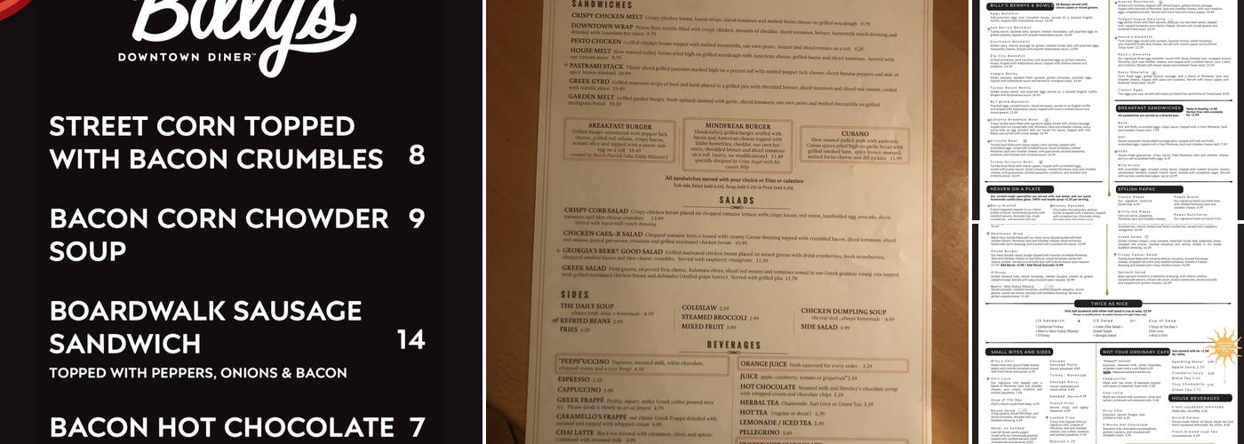 Billy's Downtown Diner Menu