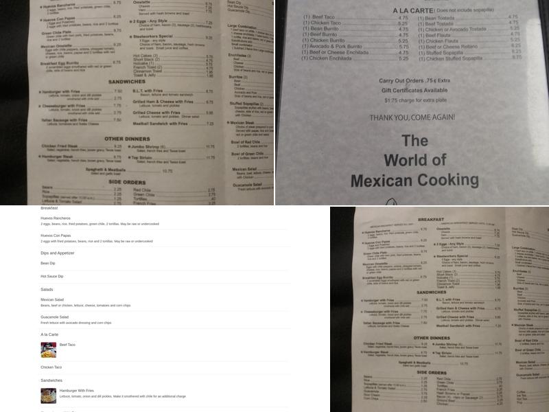 Estela's Mill Stop Cafe Menu