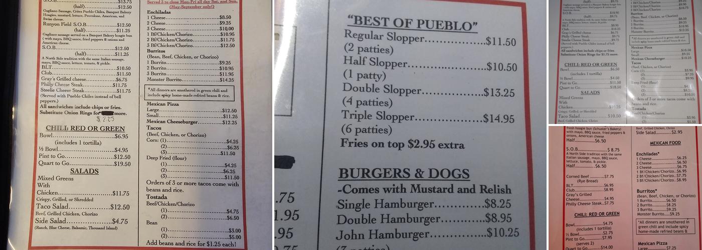 Gray's Coors Tavern Menu