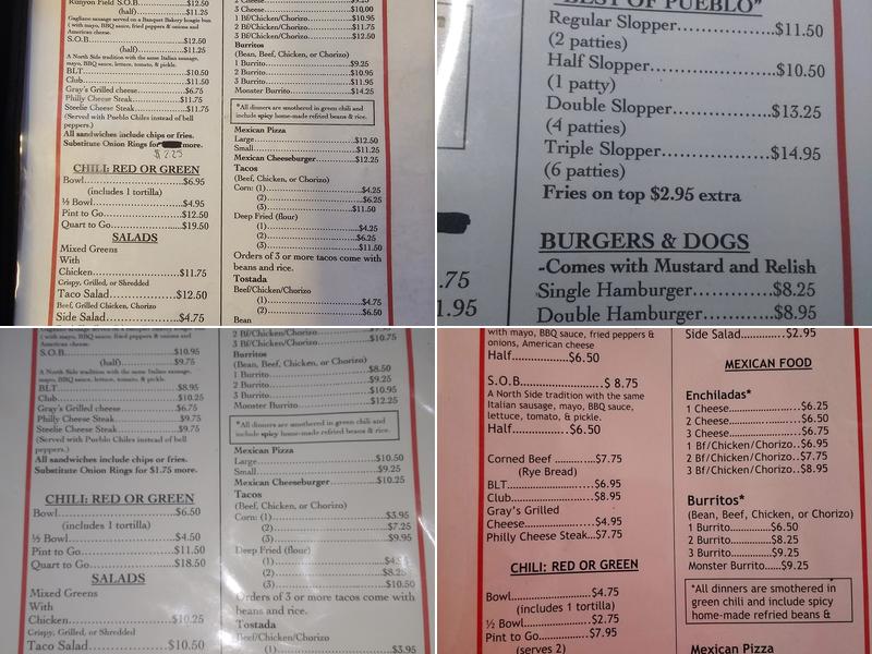 Gray's Coors Tavern Menu