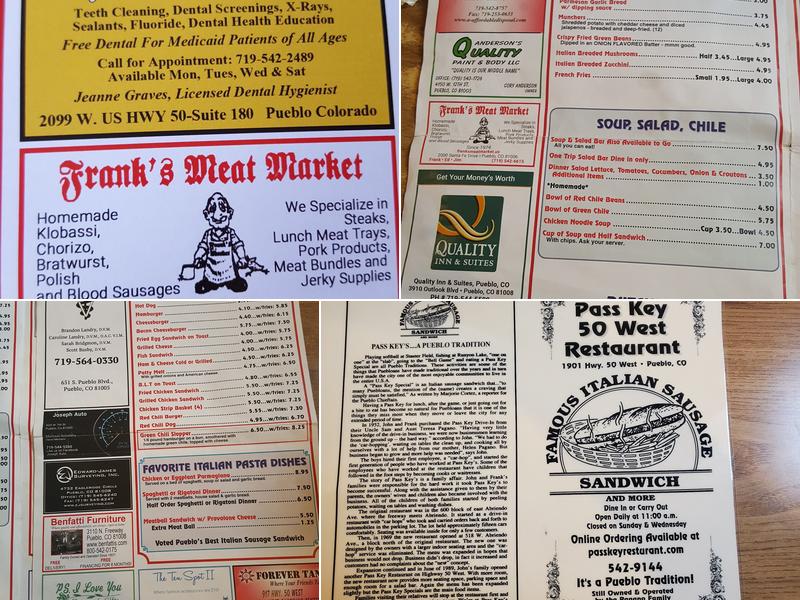 Pass Key Restaurant Menu