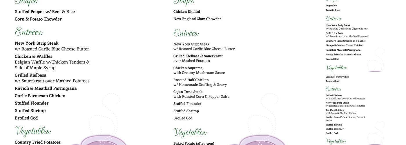 Zoto's Diner Menu