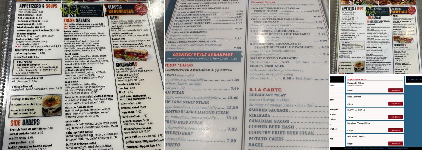 East Penn Diner Menu