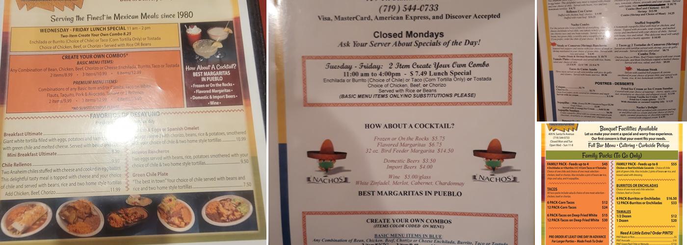 Nacho's Restaurant Menu