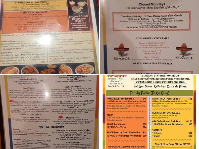 Nacho's Restaurant Menu