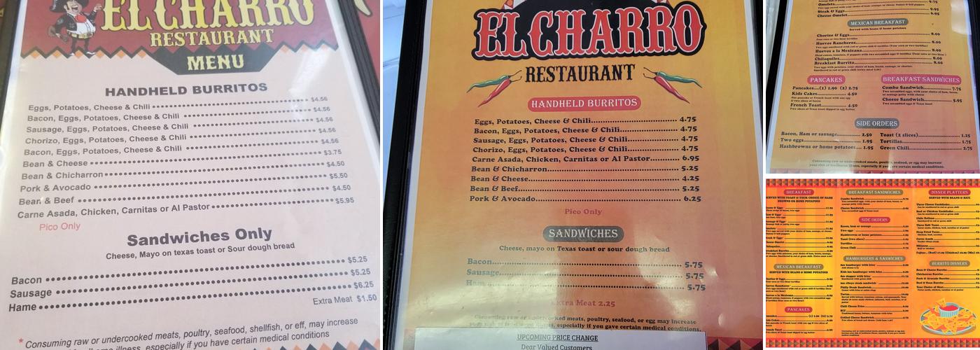 El Charro Menu