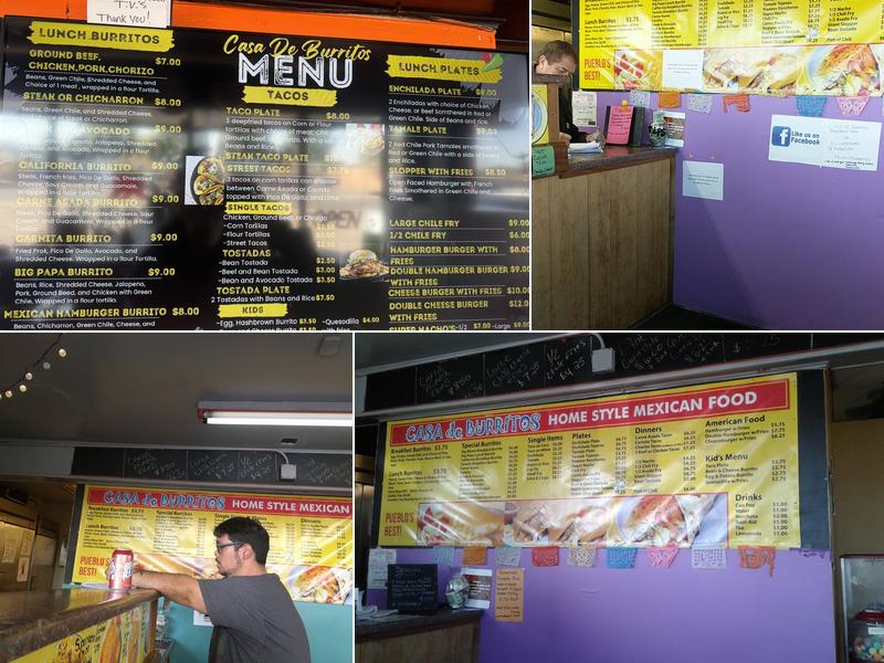 Casa De Burritos Menu