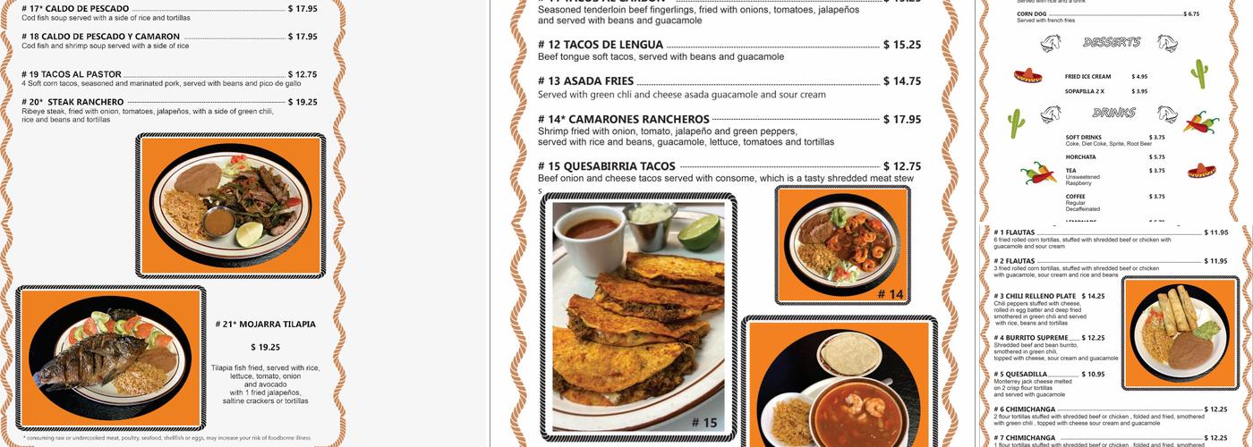Restaurant 8A Menu