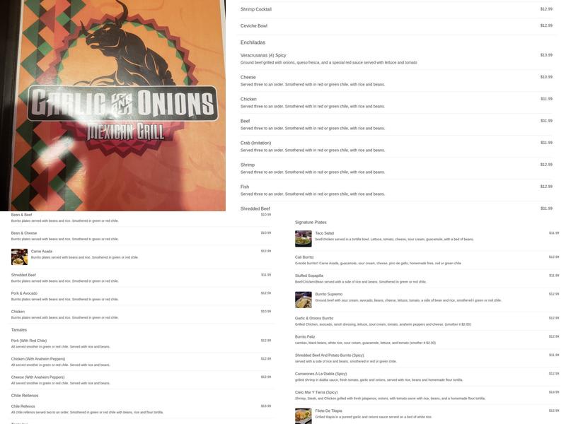 Garlic & Onions Mexican Grill Menu